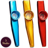 3 Stuks - MIX Kazoo - Blauw/Goud/Rood blaasinstrument - Kazoo fluit - Muziekinstrument
