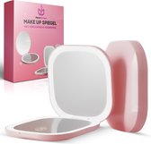 MoreWomen® - Miroir à main - Miroir de maquillage - Miroir de poche - 3 modes d'éclairage et grossissement 3X