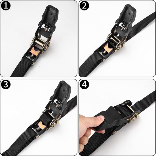 2 stuks spanbanden met ratel, sjorbanden met S-haken, ratelriemen ...