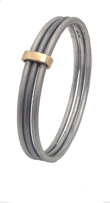 Armband - bangle - zilver met goud - 65x55 mm - Verlinden juwelier
