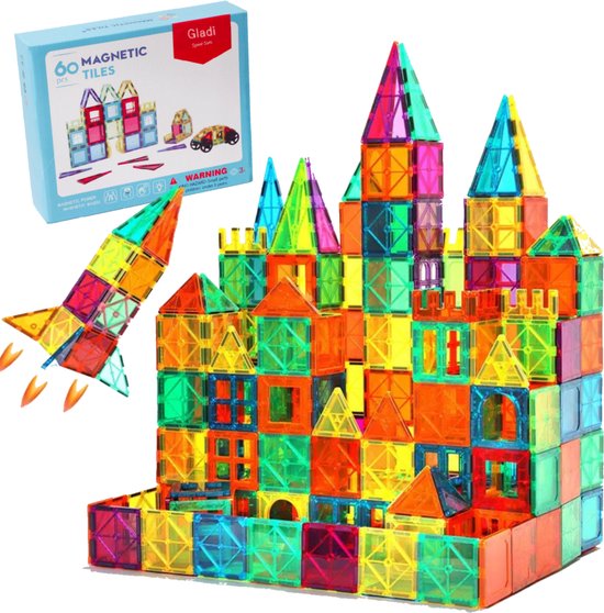 Magnetic Tiles - 60 stuks - Magnetisch speelgoed - speelgoed - A merk kwaliteit