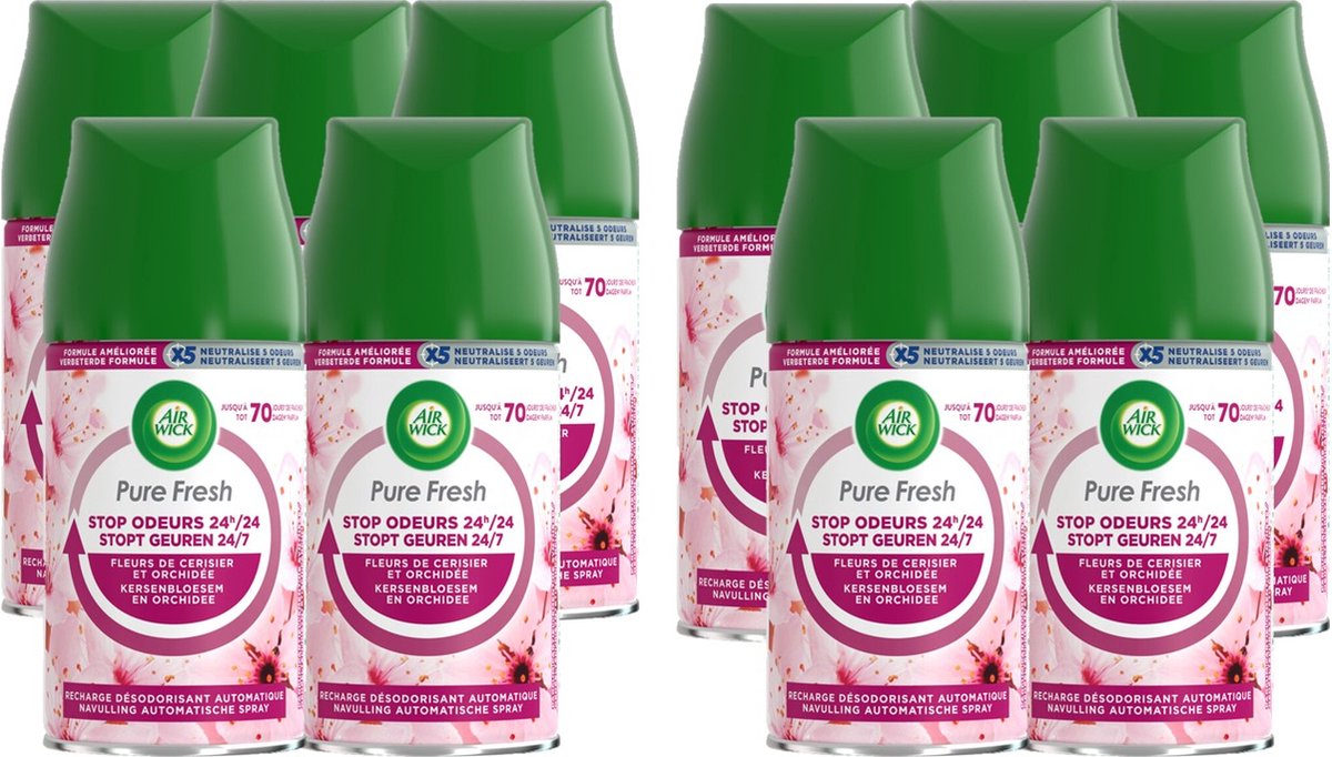 Goedkoopste Air Wick Freshmatic luchtverfrisser- Aziatische Kersenbloesem - Navulling - 250 ml - 10 stuks - Voordeelverpakking
