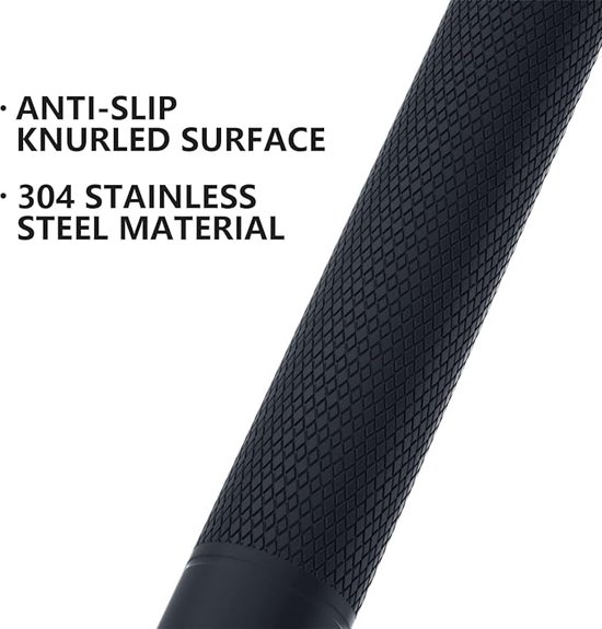 Detail van anti-slip knurled oppervlak en 304 roestvrij staal materiaal van de handgreep.