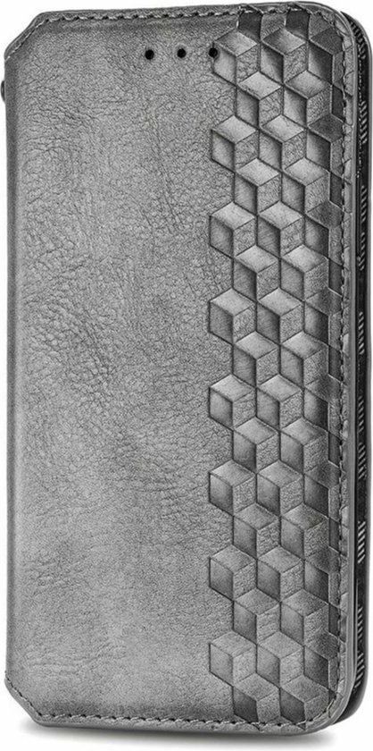 Hoesje geschikt voor Samsung Galaxy S24 Plus - Bookcase - Pasjeshouder - Portemonnee - Diamantpatroon - Kunstleer - Grijs