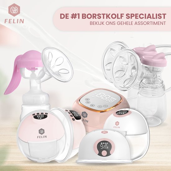 Felin Handsfree Borstkolf - Dubbele Draadloze Elektrische Borstkolf - Inclusief 30 Moedermelk Bewaarzakjes, 3 Maten Borstschildverkleiners & E-Book
