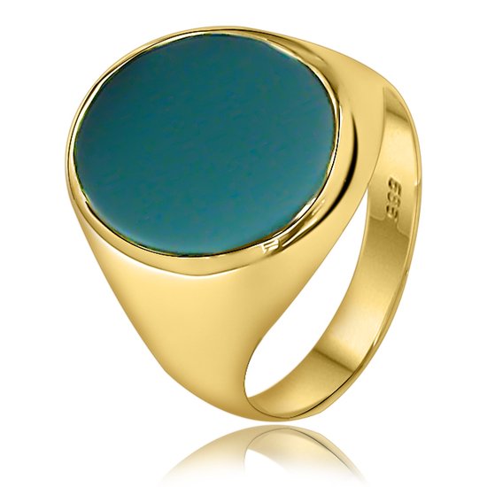 Juwelier Zwartevalk - 14 karaat gouden ring met groene steen 125543/19--