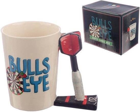 Mok - Drink kom - Beker - darts bulls eye met dartpijl als oor van Theeliepeltje. — afbeelding 4