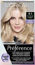L'Oréal Paris Préférence Cool Blondes Licht Asblond 8.1 - Permanente Haarkleuring