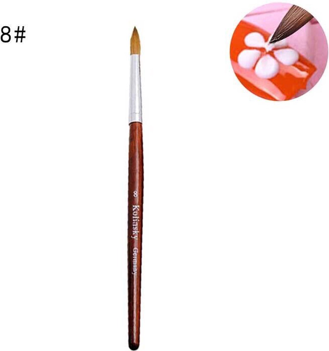 Kolinsky Acryl Penseel - #8 - Donkere Kastanje - Nagelborstel