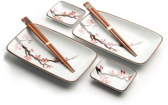 Edo Japan - Sushiset - Oriental Sakura - 2 Persoons - 6 Delig- Sushi set - Inclusief - 2 Sushi borden - 2 sushi schaaltjes - 2 sushi stokjes — afbeelding 2