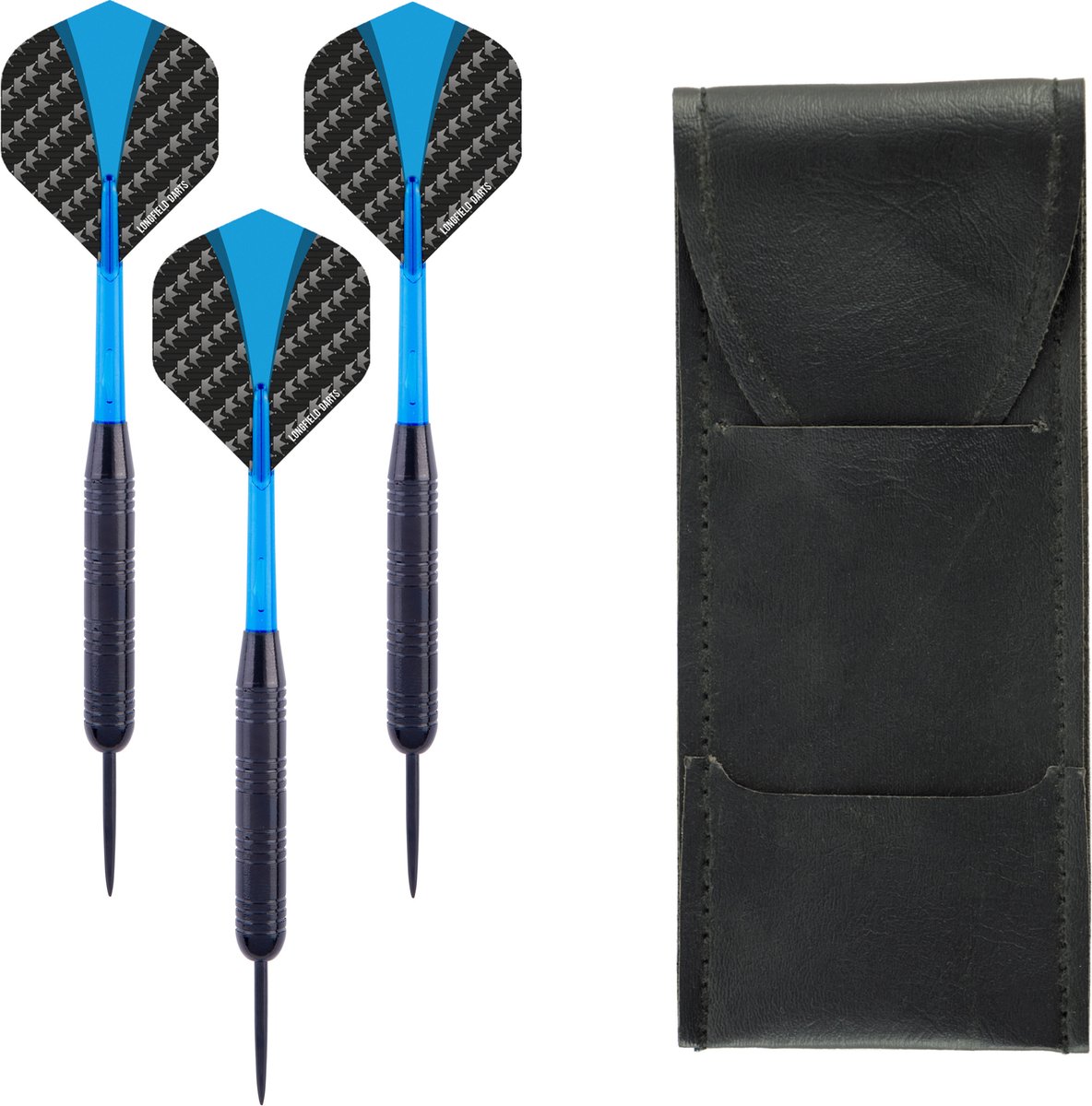 Longfield Darts - Zwart Coated Stalen Darts - 23 Gram - met etui