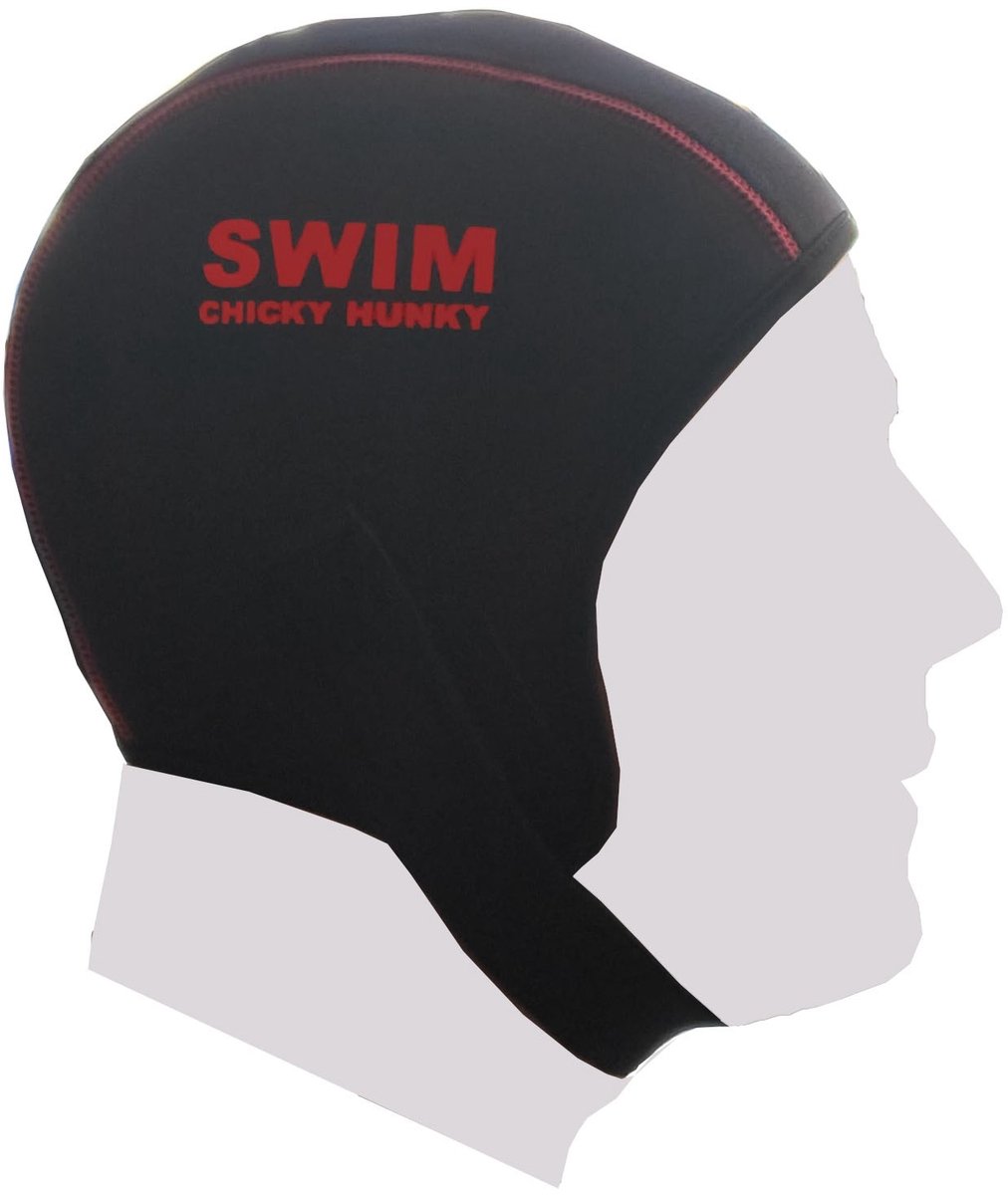 Buitenzwemmen neopreen badmuts ZWART Open Water Neoprene Swim Cap - Unisex - Maat S (=52CMcm) | Maat 52CM