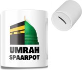 Umrah Spaarpot - Eid - Ramadan - Opdruk - Mekka - Medina - Hajj - Reizen - Geschenk - 350 ML - Wit