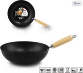 Professionele Wokpan - 26 cm Diameter - Zwart = Hout - Uitgerust met Premium Anti-aanbak Technologie - Geschikt voor Alle Kookplaten, inclusief Inductie - Ideaal voor Dagelijkse Maaltijden & Culinaire Creaties