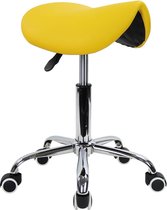 KKTONER Saddle Stool, Work Stool, Height-Adjustable, Rotatable, Office Stool with Saddle Seat, Yellow