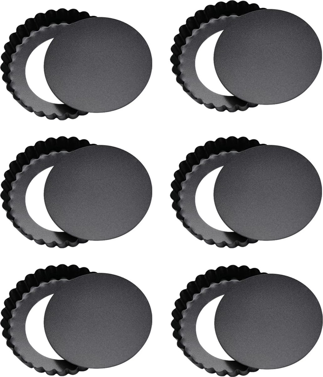 Somstyle 6x Tartelettevormen - Mini Quichevormpjes - Taartvorm - Zwart
