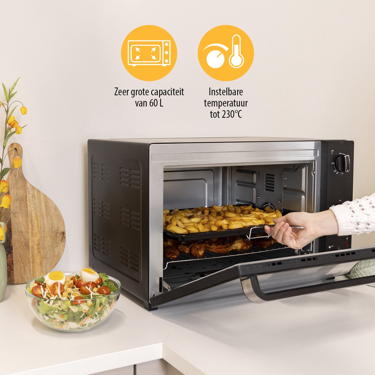 Tristar Vrijstaande oven OV-3640 - Bakoven 2000W - 60L - 90 tot 230⁰C - 5 Voorgeprogrameerde standen – foto 5