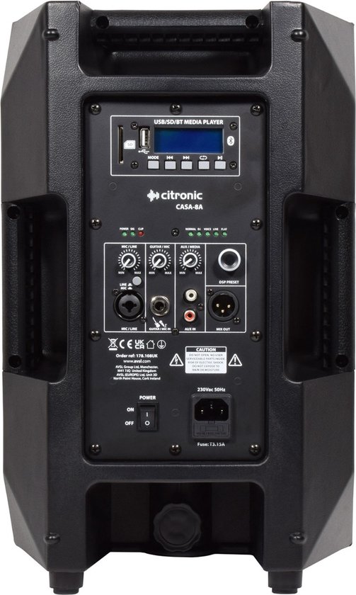 Citronic CASA-8A 200W RMS Actieve speaker met USB/SD en Bluetooth van Citronic — afbeelding 3