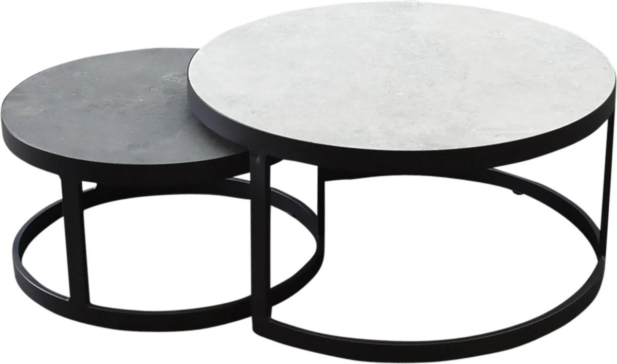 Montenegro salontafels 80 cm rond en 60 cm rond keramiek antraciet