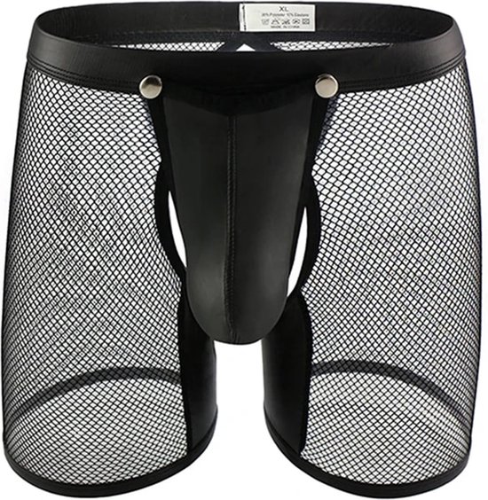 Boxer porno BDSM homme - Séduisant, sexy et provocateur - Spandex - Entrejambe ouverte - Fesses ouvertes - Lingerie érotique homme - Jeu de rôle - Fonction pénis