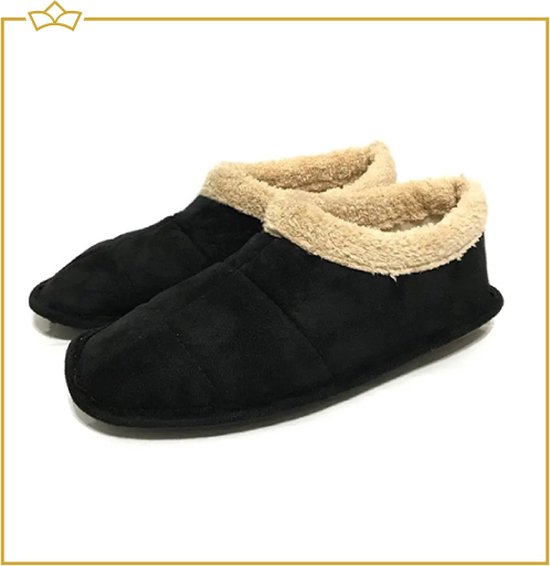 ATTREZZO® Sloffen met warme voering - Hoog model - Zwart - Maat 42 - pantoffels - Altijd warme voeten!