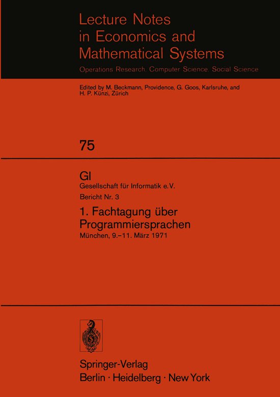 1. Fachtagung über Programmiersprachen - cover