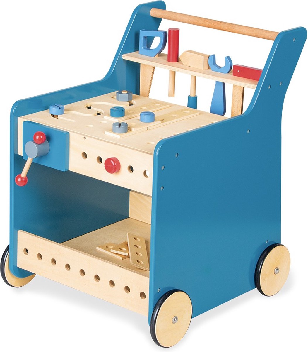 Houten gereedsschapskar - gereedschapswagen gevuld Pinolino Kinderträume 229464 rollenspelspeelgoed