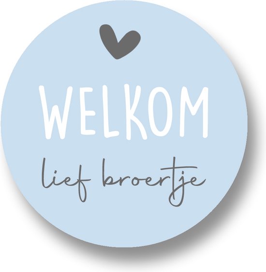 Foto: 25x sluitsticker welkom lief broertje blauw blauw 40 mm geboorte sticker sluitzegel sticker geboortekaart jongen baby nieuws trakteren broer zus basisschool kinderdagverblijf glossy sluitzegel wensetiket