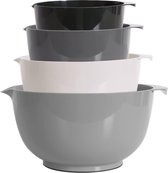 Mengkomset Kunststof slakom Antislip stapelbare serveerschalen voor keuken 4-delige mengkomset (grijs)