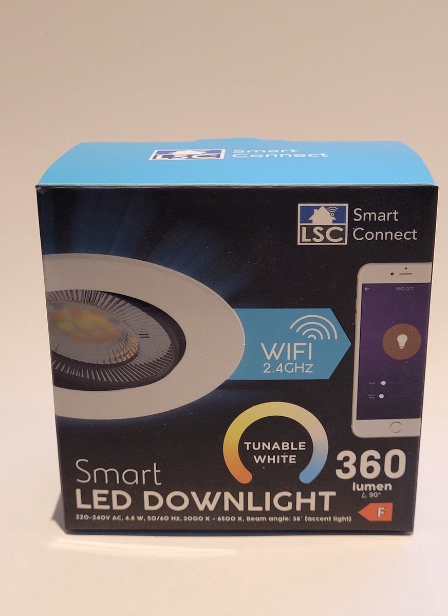 LSC Smart Connect-inbouwspot-kleur wit-360 lumen Warm wit