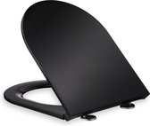 Bol.com wc-bril met softclose en quick release 36x45 cm D-vormige toiletbril montage van bovenaf duroplast zwart aanbieding