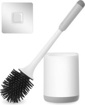 Siliconen toiletborstel en toiletborstel Siliconen wandmontage en toiletborstel met sneldrogend voor badkamer Wit