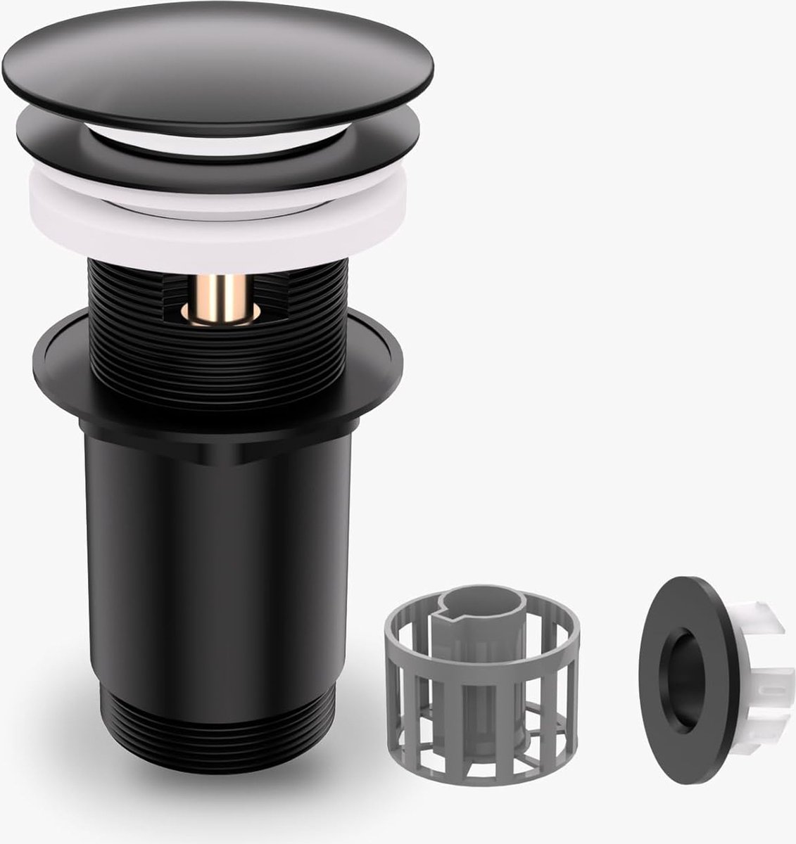 Universal Sink Waste with and Without Overflow Drain Valve. Universal Waste Valve for Various Basins - Matt Black