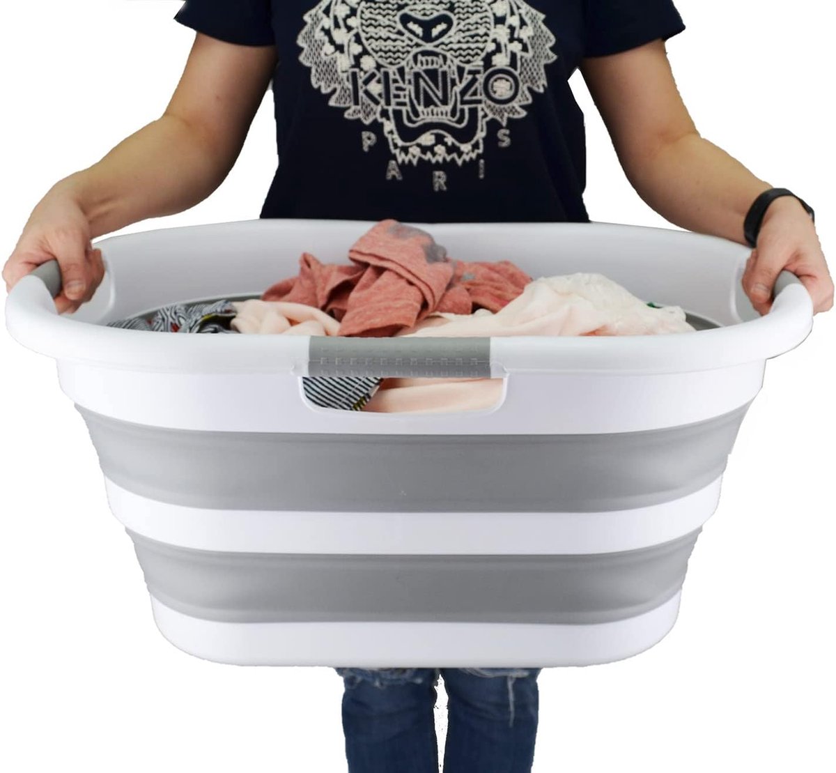 Panier à linge pliable en plastique de 40 L, bac de rangement/organisateur pliable