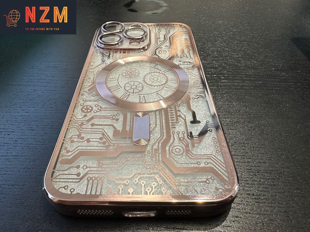 Nzm16 Voor iPhone 15 Pro Case Hoesje Luxe Plating Gouden Magnetische Voor Draadloze Opladen