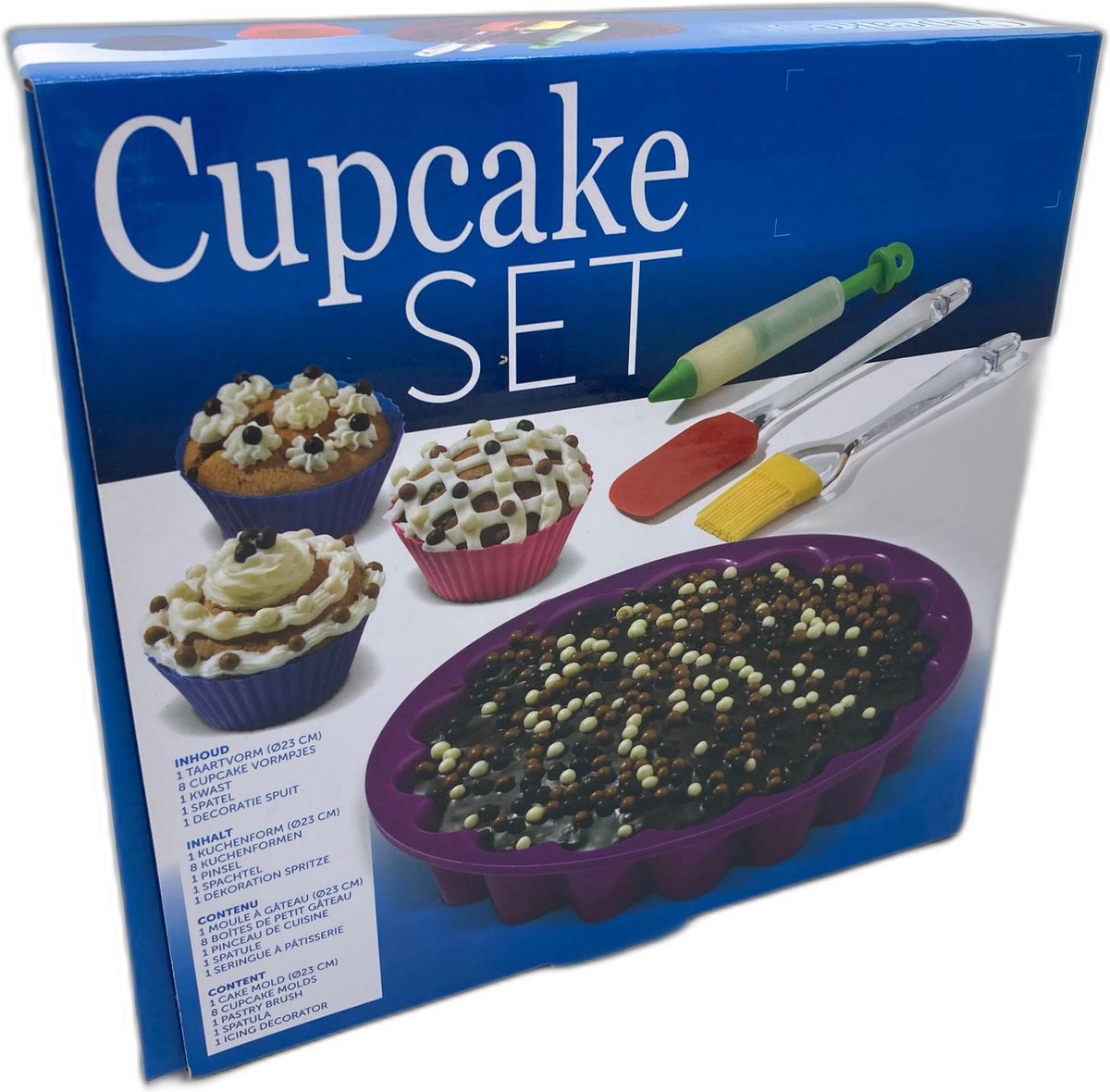 12 delige Cupcake Set - Taartvorm - Cupcake vormen - Kwast - Spatel - Decoratie Spuit