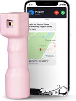Défense Spray Smart - Rose | Appel téléphonique d'urgence automatique et indication de l'emplacement par SMS à 5 contacts | alarme 130 dB | Spray de peinture légalement autorisé | Éclairage LED | Porte-clés magnétique divisible