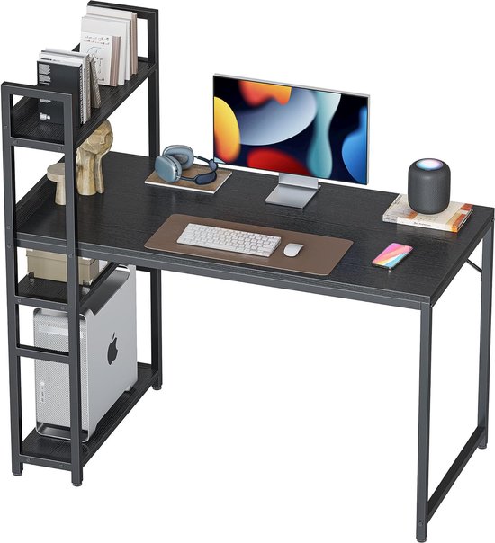 CubiCubi Bureau d'ordinateur avec Etagères - 100 x 70 x 75 cm Petit