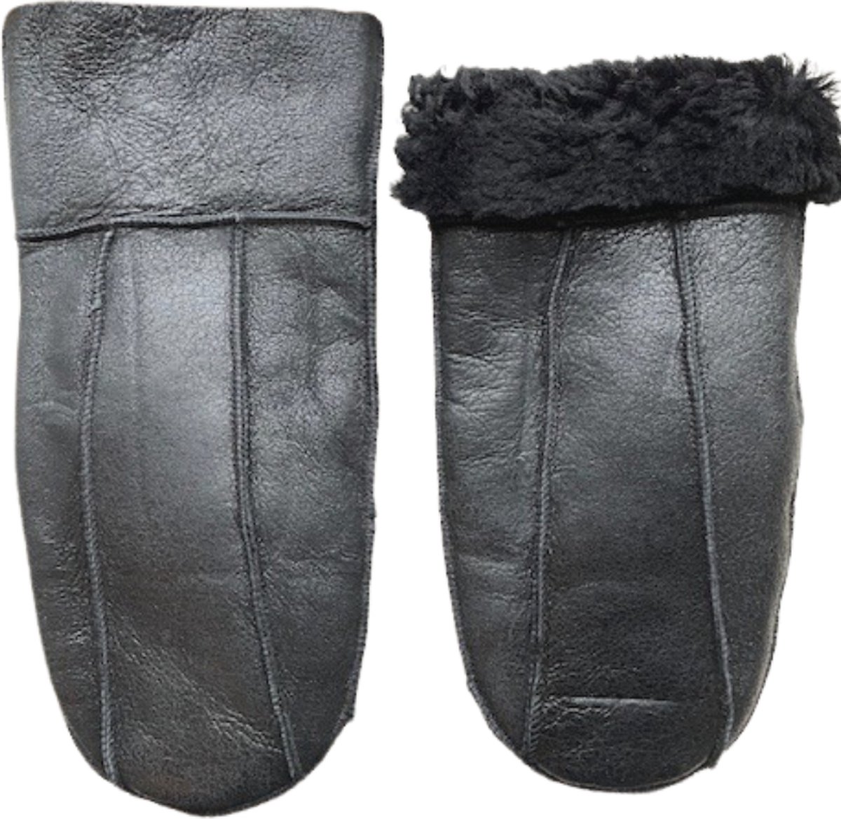 Leren wanten heren - Lammy heren winter - Winddicht en waterafstotend - Wol - One size - Zwart