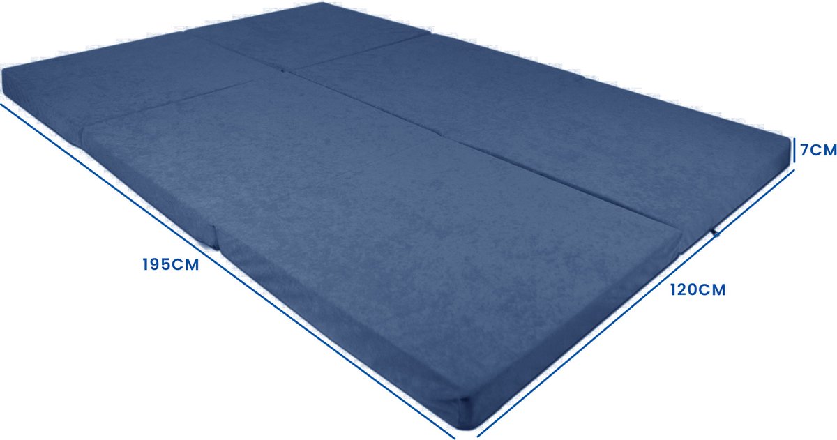 Matelas pliable 2 personnes Housse lavable 195cm x 120cm x 7cm Marron