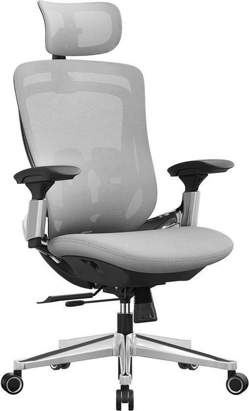 Bureaustoel - Computerstoel - Met mesh rugleuning - Luxe - Met hoofdkussen - Wit