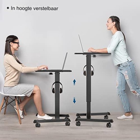 In hoogte verstelbaar over bed bureau 65-95 cm - Mobiele trolley tafel met wielen voor laptop gebruik, ideaal voor bed, bank of kantoor In hoogte verstelbaar over bed bureau 65-95 cm - Mobiele trolley tafel met wielen voor laptop gebruik, ideaal voor bed, bank of kantoor
