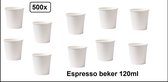 500x Koffiebeker karton wit 120ml - Espresso Koffie thee chocomel soep drank water beker karton