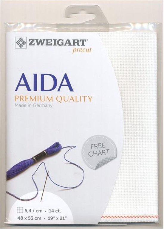 Zweigart borduurstof aida 14ct / 5.4 kruisje kleur wit 100 afm. 48x53cm
