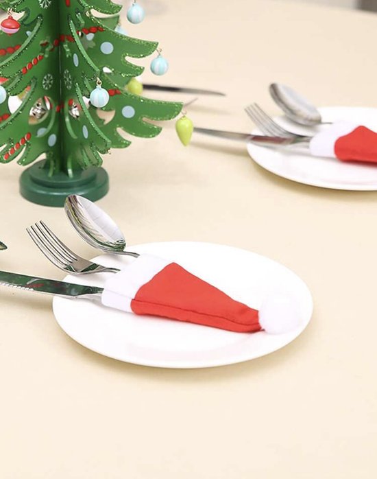 12 Porte-couverts En Feutre Noël – 6 Rouges, 6 Verts, Décoration De Table Festive