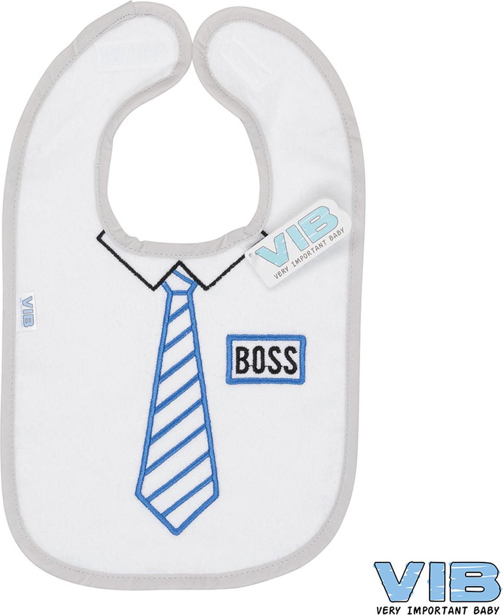 Goedkoopste VIB® - Slabbetje Luxe velours - Boss met stropdas - Babykleertjes - Slabbetjes - zwangerschap aankondiging - baby aankondiging