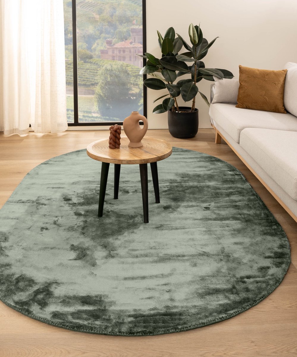 Viscose vloerkleed ovaal - Pearl azuurblauw 250x360