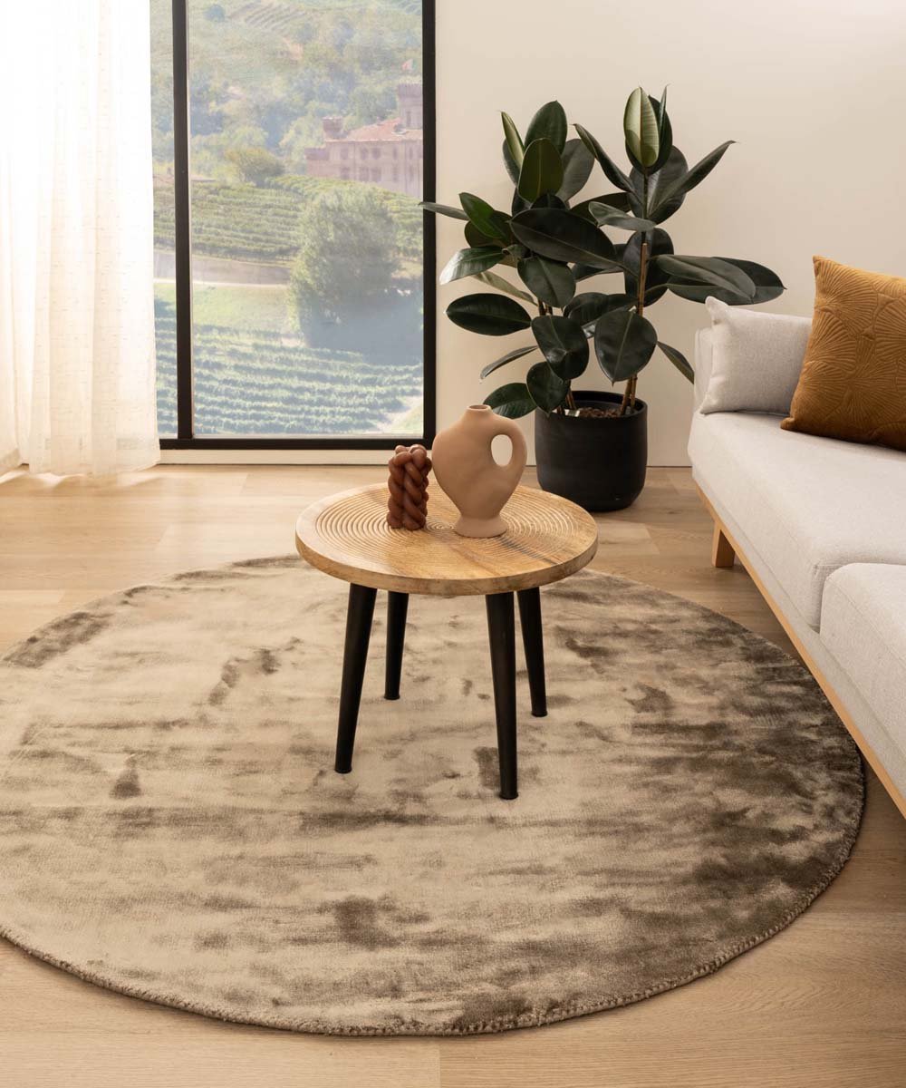 Viscose vloerkleed rond - Pearl bruin 100