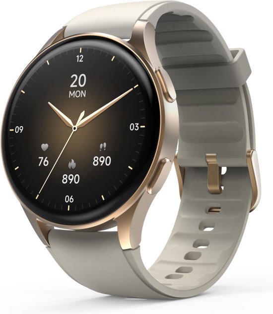 Hama Smartwatch 8900 - Goud - Telefoonfunctie, Bluetooth, GPS & Gezondheidsmonitoring – 3.35 cm - Waterdicht, AMOLED Display & 110+ Sportmodi