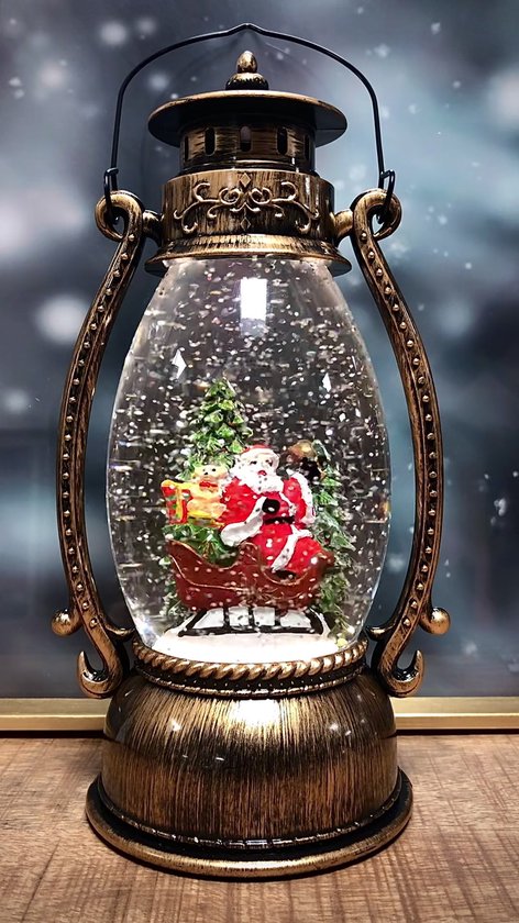 Lanterne verre neige magasin de Père Noël 25x18x18 cm